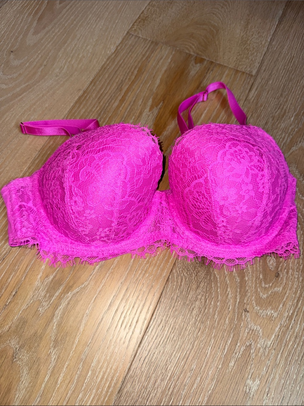 Victoria's Secret Angels Bright Pink Lace Demi lightly lined Bra